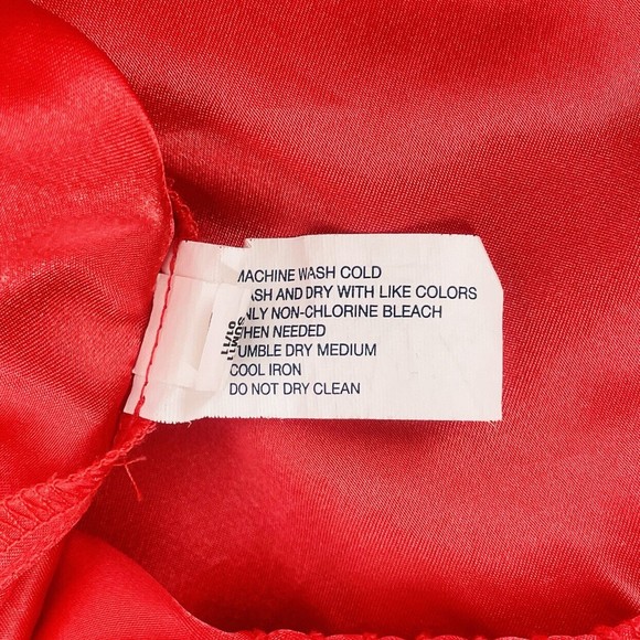 GAP Red Coral Camisole Ruffle Top Elastic Waist Satin Mini Slip Dress Size Large - Picture 7 of 8